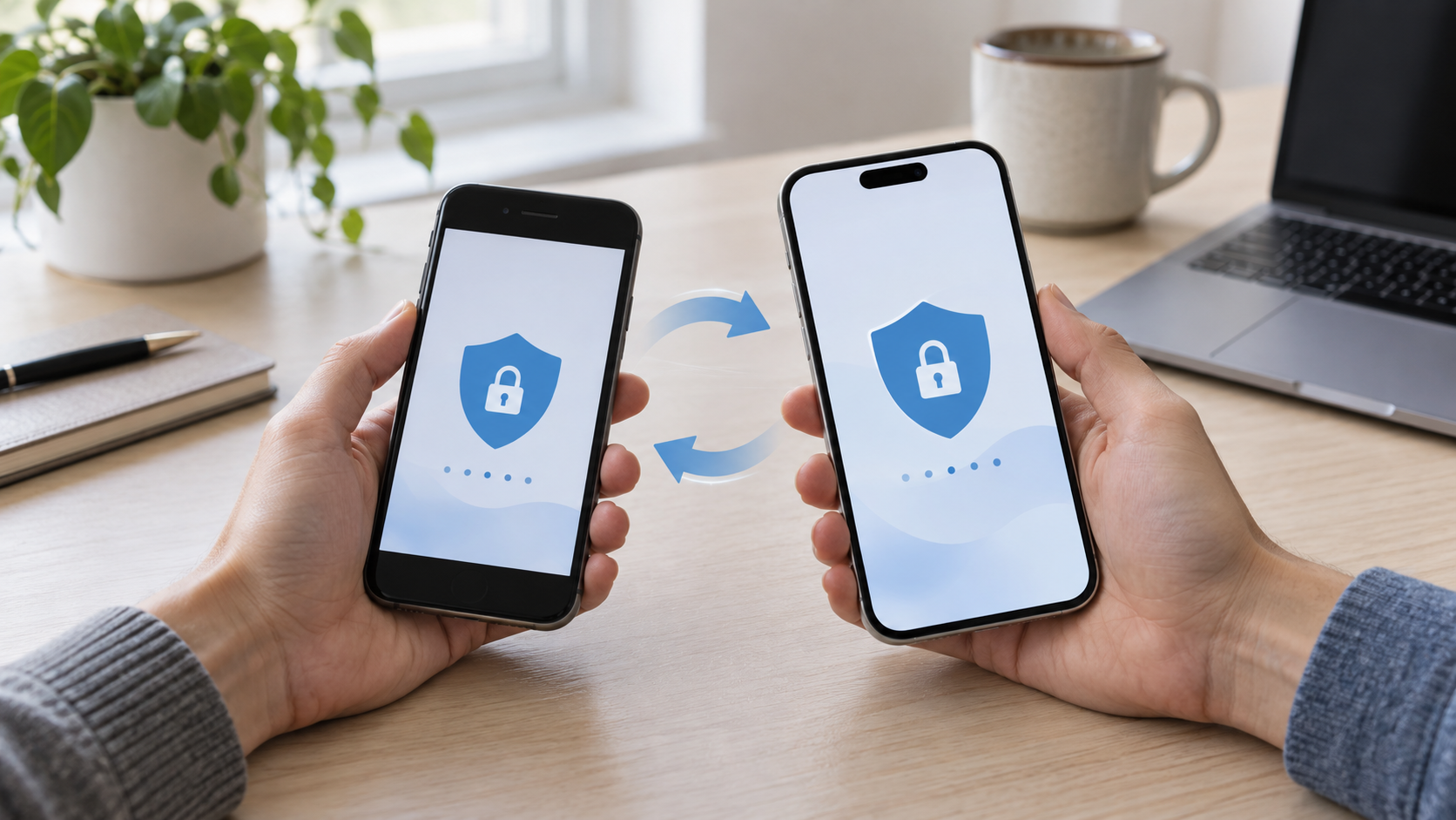 Dois celulares lado a lado durante a transferência do Google Authenticator