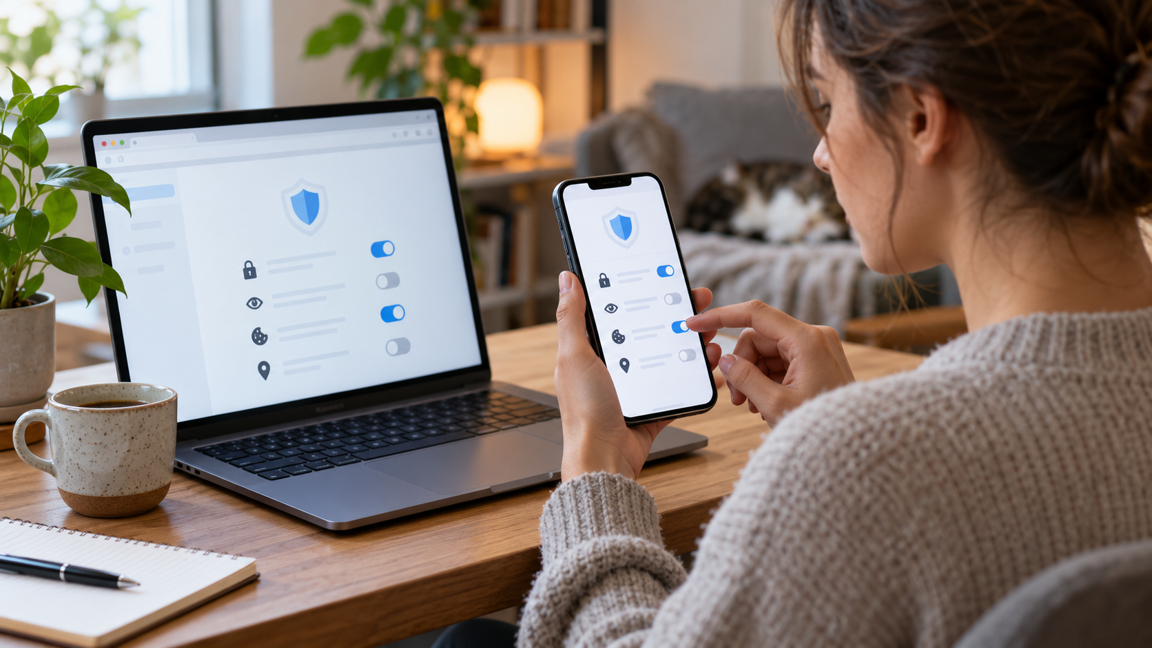 Pessoa limpando dados de navegação em um smartphone