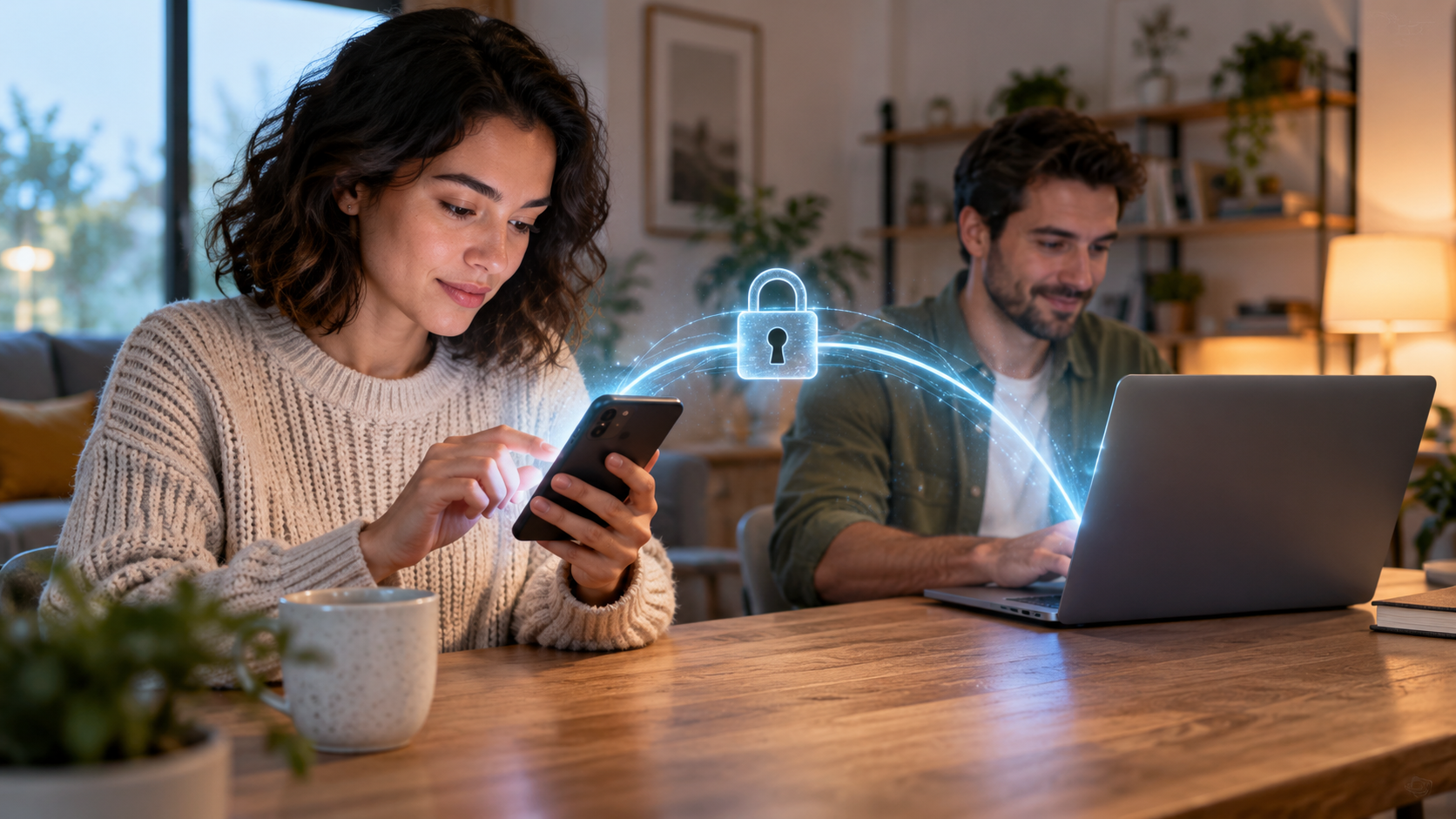 Pessoa configurando com segurança o ponto de acesso do smartphone