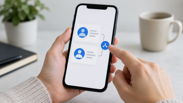 Tela de celular representando contatos duplicados para organização