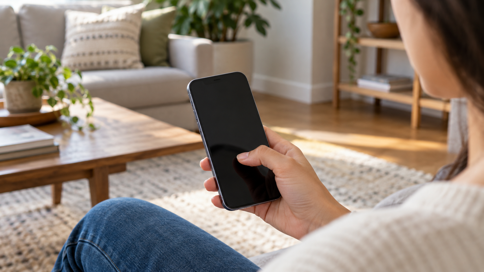 Tela de celular posicionada para alcance do polegar